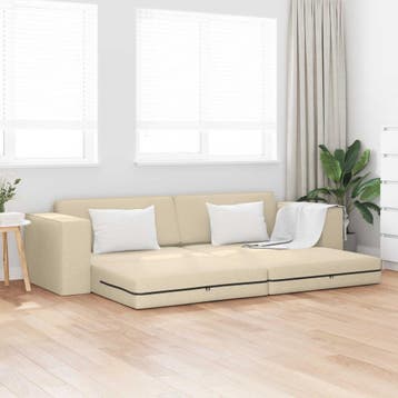 vidaXL Slaapbank / zetel Crème 245 x 78 x 77 cm Stof, Huis en Inrichting, Zetels | Zetels, Verzenden, Nieuw