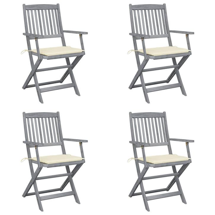 vidaXL Tuinstoelen 4 st inklapbaar met kussens massief, Jardin & Terrasse, Chaises de jardin, Envoi