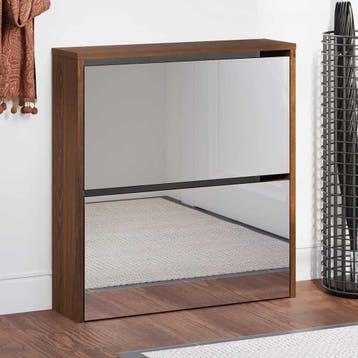 vidaXL Schoenenkast met spiegel 2-laags 63x17x67 cm, Huis en Inrichting, Kasten | Schoenenkasten, Verzenden, Nieuw