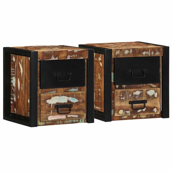 vidaXL Nachtkastjes 2st 40x35x40cm massief gerecycled hout, Huis en Inrichting, Slaapkamer | Nachtkastjes, Nieuw, Verzenden