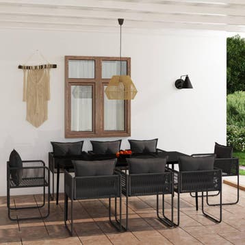 vidaXL 9-delige Tuinset zwart, Verzenden, Tuinset