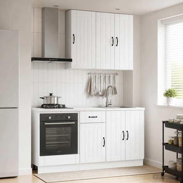 vidaXL Keukenblok LUCCA 5 pcs Hoogglans Wit Bewerkt hout, Huis en Inrichting, Verzenden, Nieuw