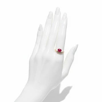 Ring - 14 karaat Geel goud - 1.59ct. tw. Robijn - Diamant