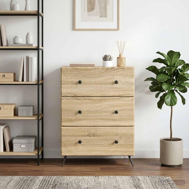 vidaXL Ladekast Sonoma Eiken 66 x 34,5 x 90 cm Bewerkt hout, Huis en Inrichting, Kasten | Overige, Nieuw, Verzenden