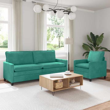 vidaXL bank / zetelstel 2 st Turquoise Fluweel, Verzenden
