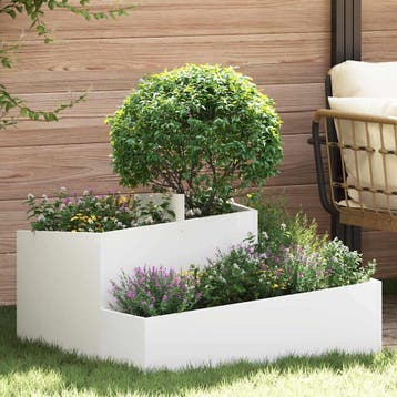 vidaXL Plantenbak Wit 80 x 80 x 50 cm Koudgewalst staal, Verzenden