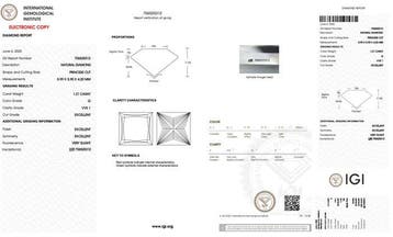 1 pcs Diamant (Natuurlijk) - 1.21 ct - Carré - G - VVS1 -, Nieuw
