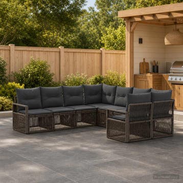 vidaXL Tuinbank Set 8 st 8-Aantal zitplaatsen Grijs poly, Verzenden, Nieuw