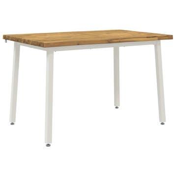 vidaXL 120 x 80 x 75 cm Massief Acacia Hout Wit Rechthoekig, Huis en Inrichting, Tafels | Eettafels, Verzenden, Nieuw