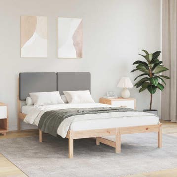 vidaXL Bedframe met Gevoerde Hoofdbord Lichtgrijs 120 x 200, Verzenden