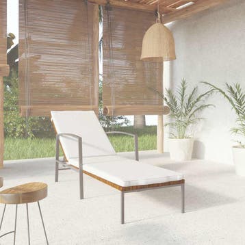 vidaXL Ligbed met kussen poly rattan bruin, Verzenden
