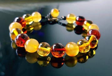 Amber Baltische Barnsteen Armband – Ronde Kralen- 12 g