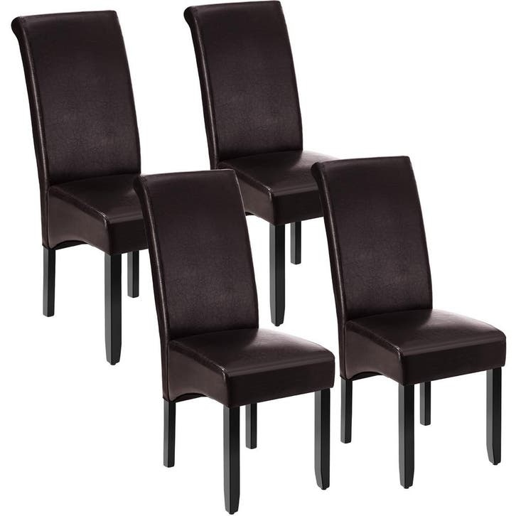 tectake Eetkamerstoel, ergonomisch, massief hardhout - bruin, Huis en Inrichting, Stoelen, Verzenden