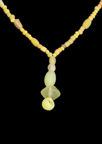 Oud-Romeins Geel Glas Kralenketting (Zonder minimumprijs)