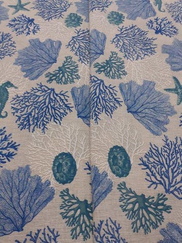 Meubelstof - 500 cm - 140 cm - katoen koraal azuurblauw