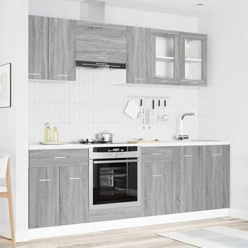 vidaXL Keuken Eenheid Lyon 8 st Grijs Sonoma Bewerkt hout, Verzenden