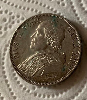 Pauselijke Staten. Pio IX. 5 Lire 1870, Postzegels en Munten