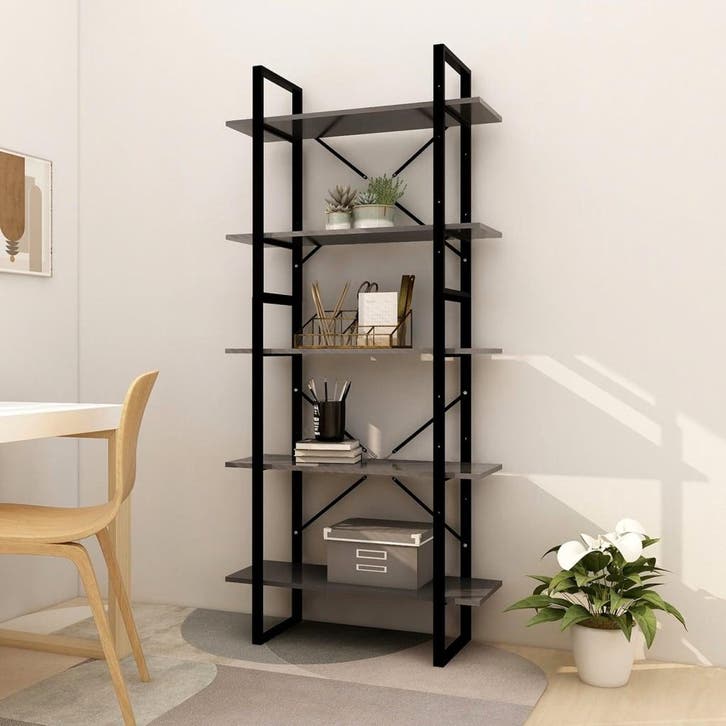 vidaXL Boekenkast met 5 schappen 80x30x175 cm bewerkt hout, Huis en Inrichting, Kasten | Boekenkasten, Nieuw, Verzenden