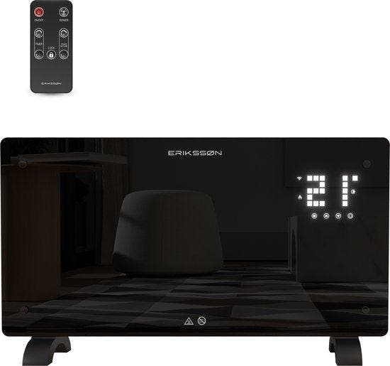 2dekans | Erikssøn Elektrische Kachel - 1500W Heater - Zwart, Huis en Inrichting, Kachels, Ophalen of Verzenden
