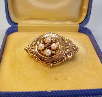 Sans prix de réserve - Broche - 10 carats Or rose, Argent -, Handtassen en Accessoires, Antieke sieraden