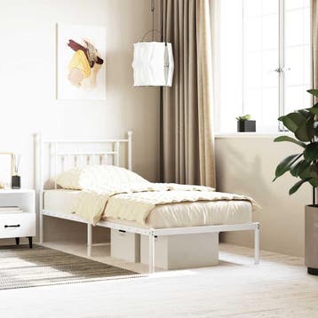 vidaXL Bedframe met hoofdbord metaal wit 90x200 cm, Verzenden