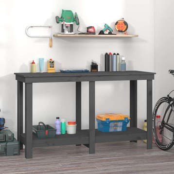 vidaXL Werkbank 140x50x80 cm massief grenenhout grijs, Bricolage & Construction, Verzenden