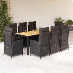 vidaXL 9-delige Tuinset poly rattan zwart, Verzenden, Nieuw, Tuinset