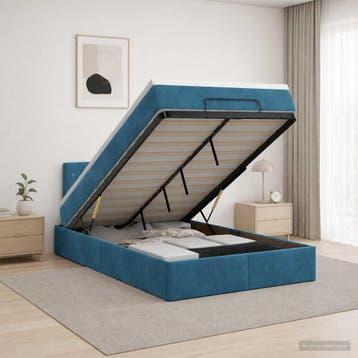 vidaXL Ottoman bed met matras Donkerblauw 120 x 200 cm, Verzenden