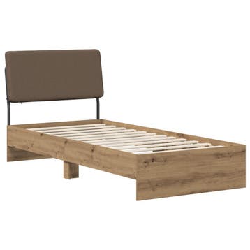 vidaXL Eenpersoonsbed met hoofdbord Artisan eiken en taupe, Verzenden, Nieuw