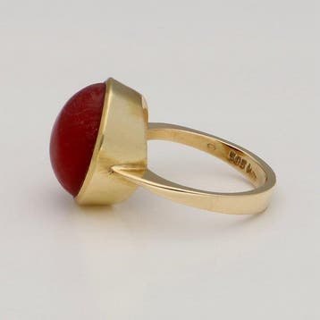 Ring - 14 karaat Geel goud - Carneool Agaat