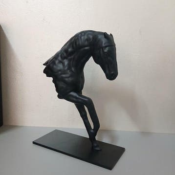 Sculpture, Buste de cheval - 24.5 cm - Résine, Métal