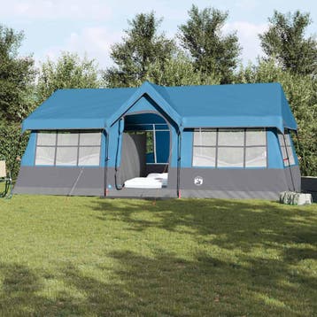 vidaXL Familietent met dak Blauw en Grijs 622 x 295 x 238 cm, Verzenden
