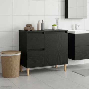 vidaXL Badkamerkast met lade Zwart Eiken 65 x 33 x 60 cm, Verzenden, Nieuw