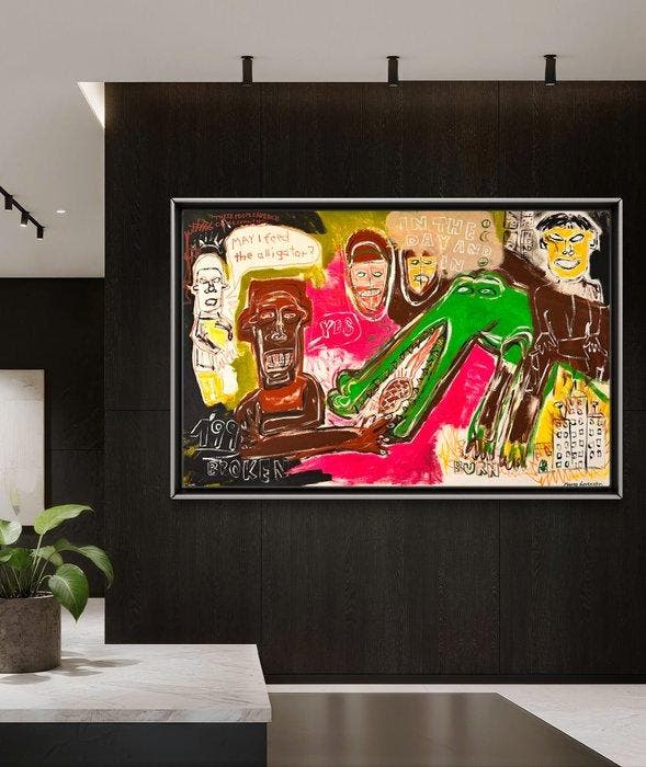 Malo - feed the alligator - like basquiat, Antiquités & Art, Art | Peinture | Moderne