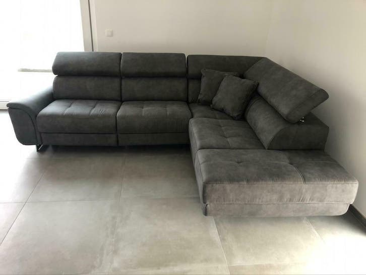 Leno, hoeksalon + relax, grijs (nieuw, A-keuze), Huis en Inrichting, Zetels | Zetels en Chaises Longues, Nieuw, Metaal, Stof