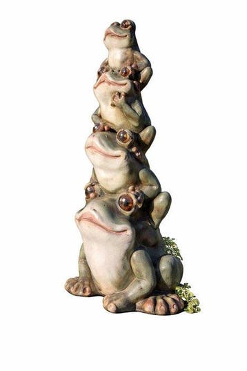 Beeld, 70 cm high garden statue family frog - 70 cm -