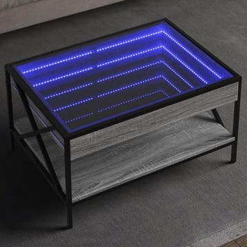 vidaXL Salontafel met Infinity LED 70x50x38 cm grijs sonoma, Verzenden