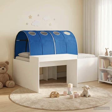 vidaXL Bed met Tunnel 3 st Wit en Blauw Bewerkt hout, Verzenden, Nieuw