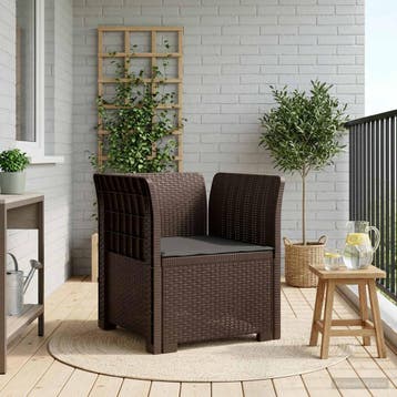 vidaXL Eén-zits Fauteuil met Kussen Rieten Look PP Bruin, Verzenden, Nieuw