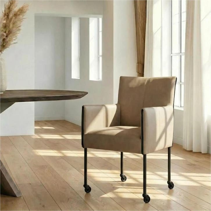 Leren eetkamerstoel More, Huis en Inrichting, Stoelen, Nieuw, Leer, Ophalen of Verzenden