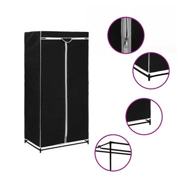 vidaXL Kledingkast 75x50x160 cm zwart, Huis en Inrichting, Verzenden, Nieuw