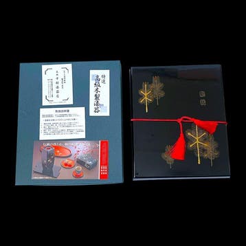 Japanese Lacquer Document Box (Fubako) with Gold Maki-e Pine