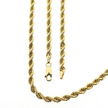 Gouden gedraaide schakelketting; 14 karaat; 60,5 cm, Handtassen en Accessoires, Ophalen of Verzenden, Gebruikt, Goud, Goud