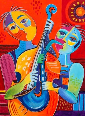 Adri Q 120 x 90 cm - Síncopa Visual: Armonía de dos Músicos