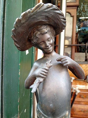 Beeld, Il pescatoriello - 40 cm - Brons, Marmer, Antiek en Kunst