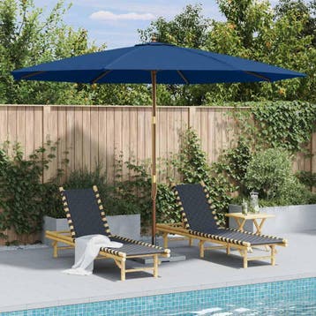vidaXL Parasol met houten paal 350 cm blauw, Verzenden, Nieuw