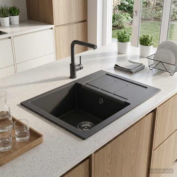 vidaXL Enkele keukenspoelbak Graniet 62 x 50 x 20 cm Grafiet, Verzenden, Nieuw