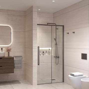 Nisdeur Sanivo Nova Soft Close 100x200 cm Gunmetal Helder, Ophalen of Verzenden, Douche