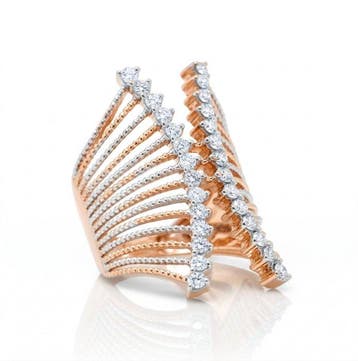 Bague tendance - 14 carats Or rose - 0.60ct. tw. Diamant, Bijoux, Sacs & Beauté