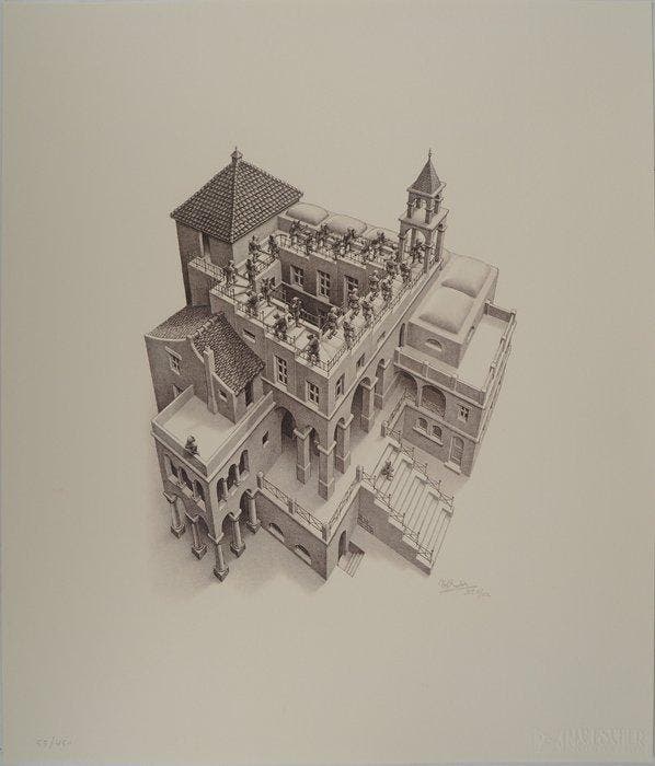 M.C. Escher (1898-1972) - Ascendant et Descendant, Antiek en Kunst, Antiek | Overige Antiek